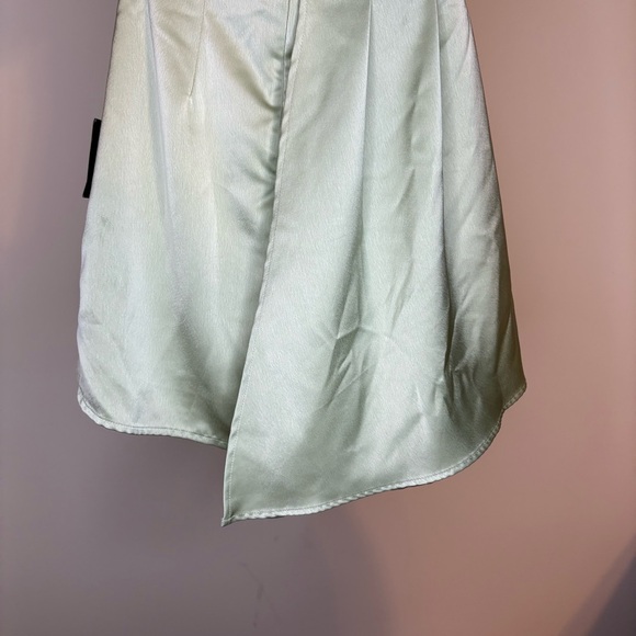 NWT Lulu's Asymmetrical Always Celebrating Sage Satin Mini Dress Size Small - Picture 11 of 13